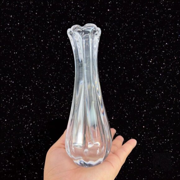 Vintage Orrefors Clear Glass Crystal Vase Hand Made In Sweden Flower Shaped 7.5" - Picture 11 of 13